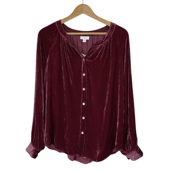 J.Jill Rayon & Silk Velvet Blouse – Bordeaux – SZ M (NWT) - Picture 2 of 8
